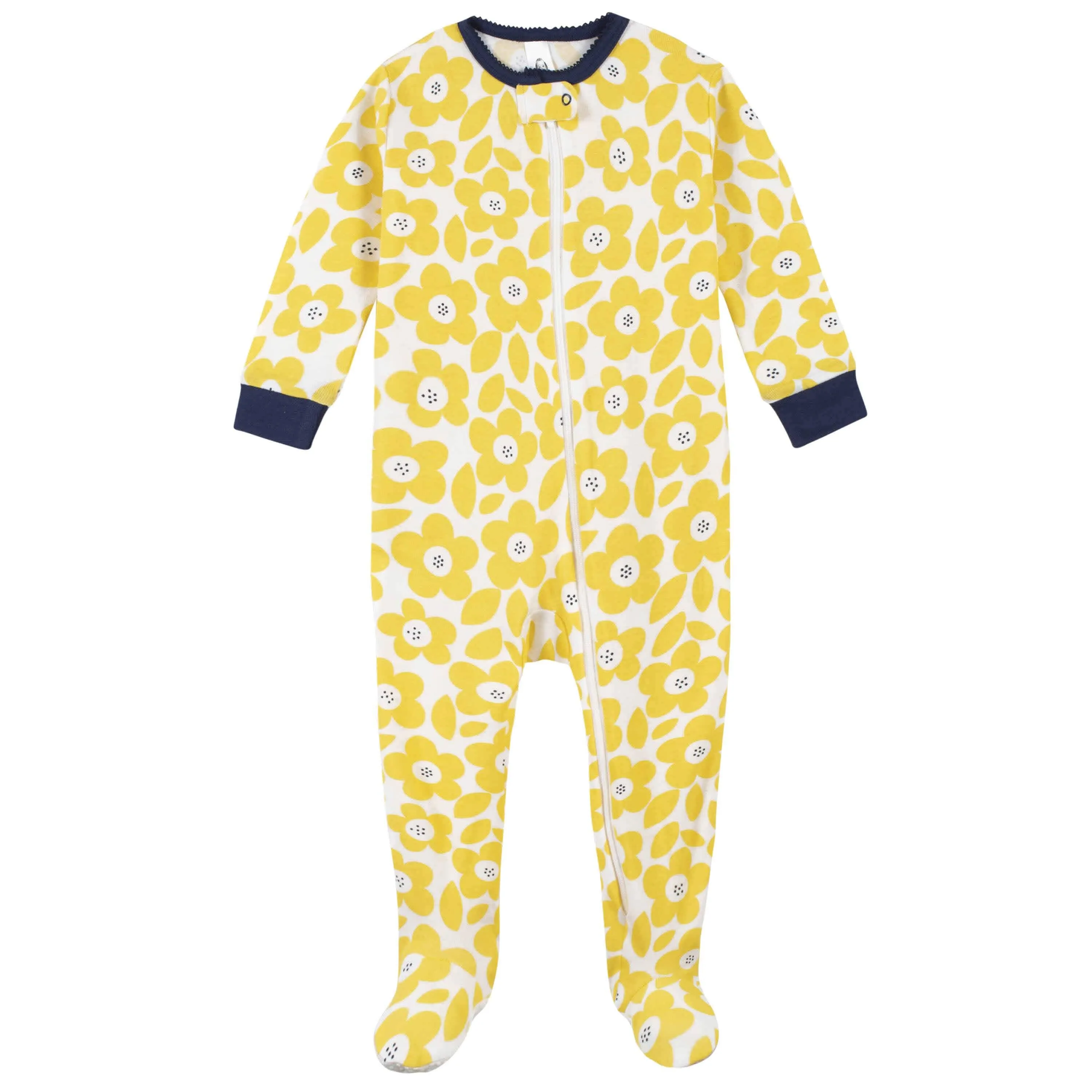 4-Pack Girls Bumblebees & Sea Animals Snug Fit Footed Cotton Pajamas