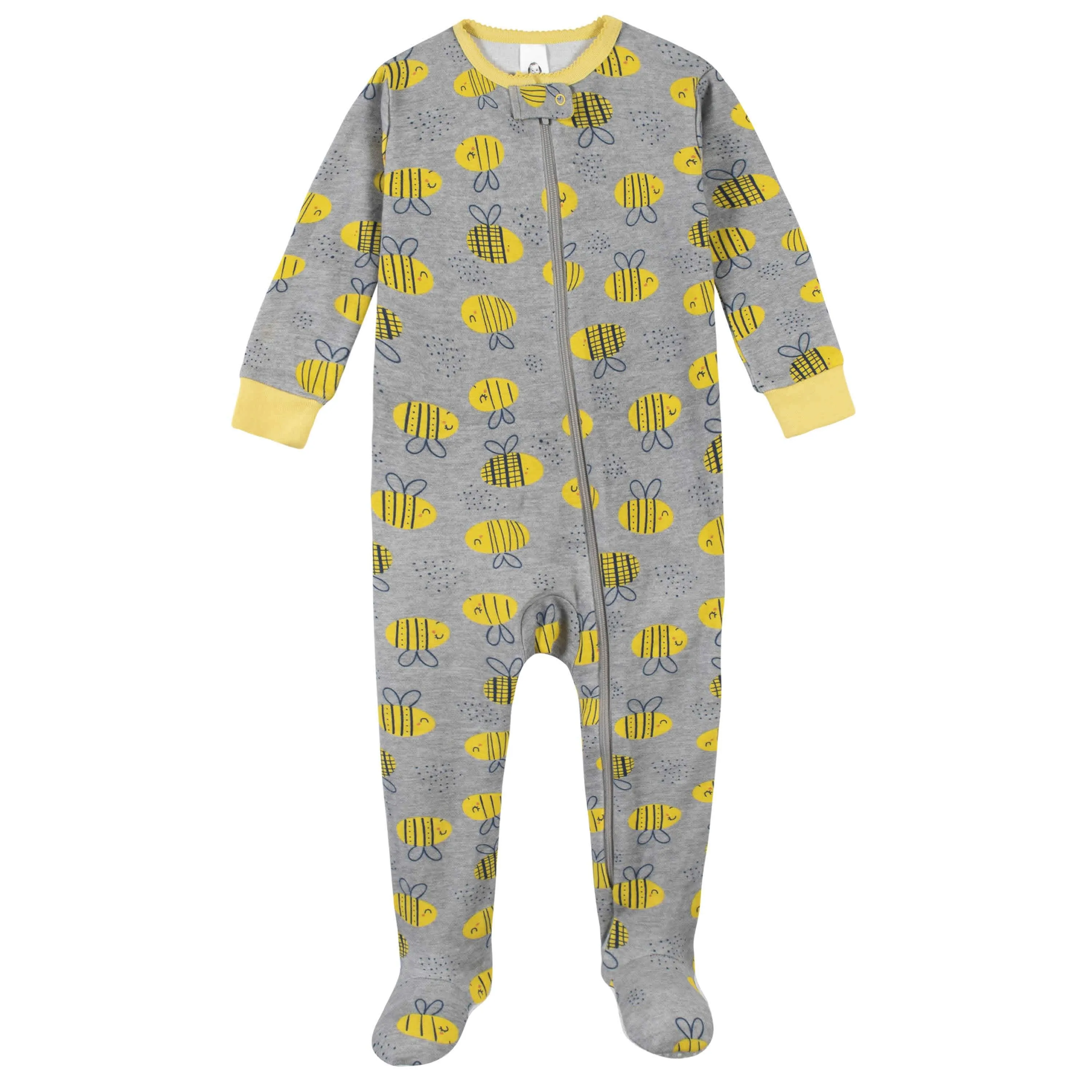 4-Pack Girls Bumblebees & Sea Animals Snug Fit Footed Cotton Pajamas