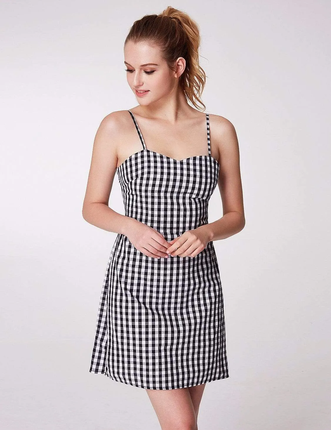 Alisa Pan Open Back Gingham Mini Summer Dress