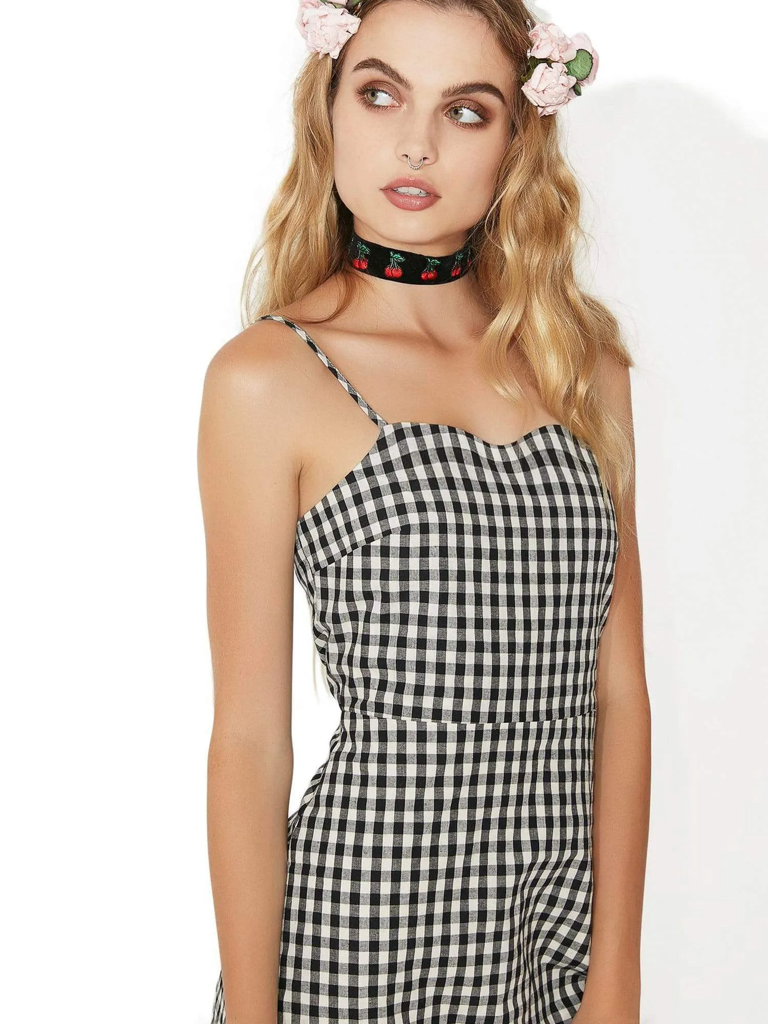 Alisa Pan Open Back Gingham Mini Summer Dress