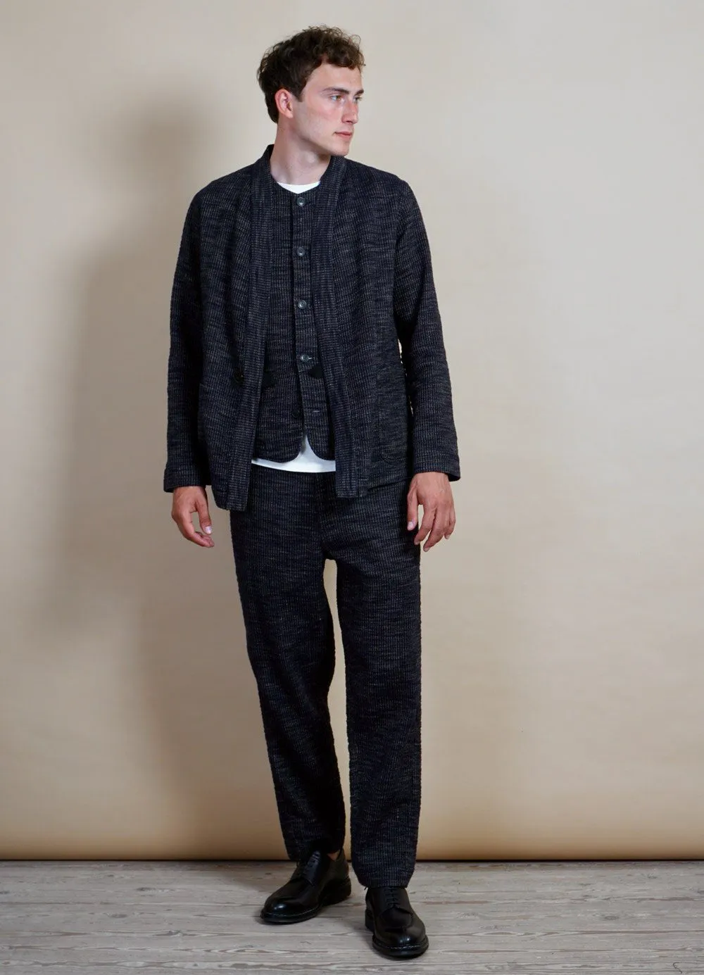 BEN | Crew Neck Waistcoat | Black Hemp