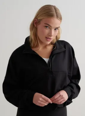 Black Comfy Modal Half Zip