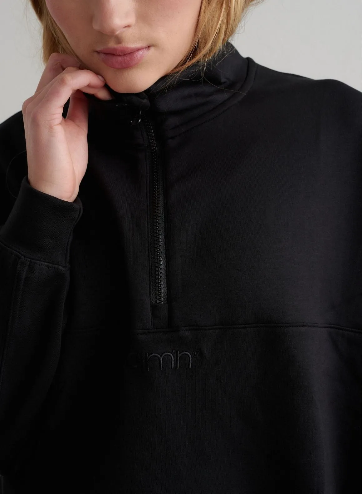 Black Comfy Modal Half Zip