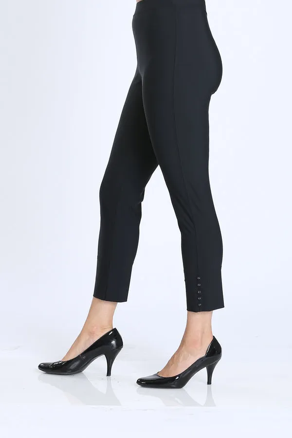 Black Straight Leg Pant with Buttons