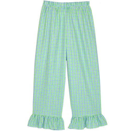 Blue/Lime Checks Ruffle Pants