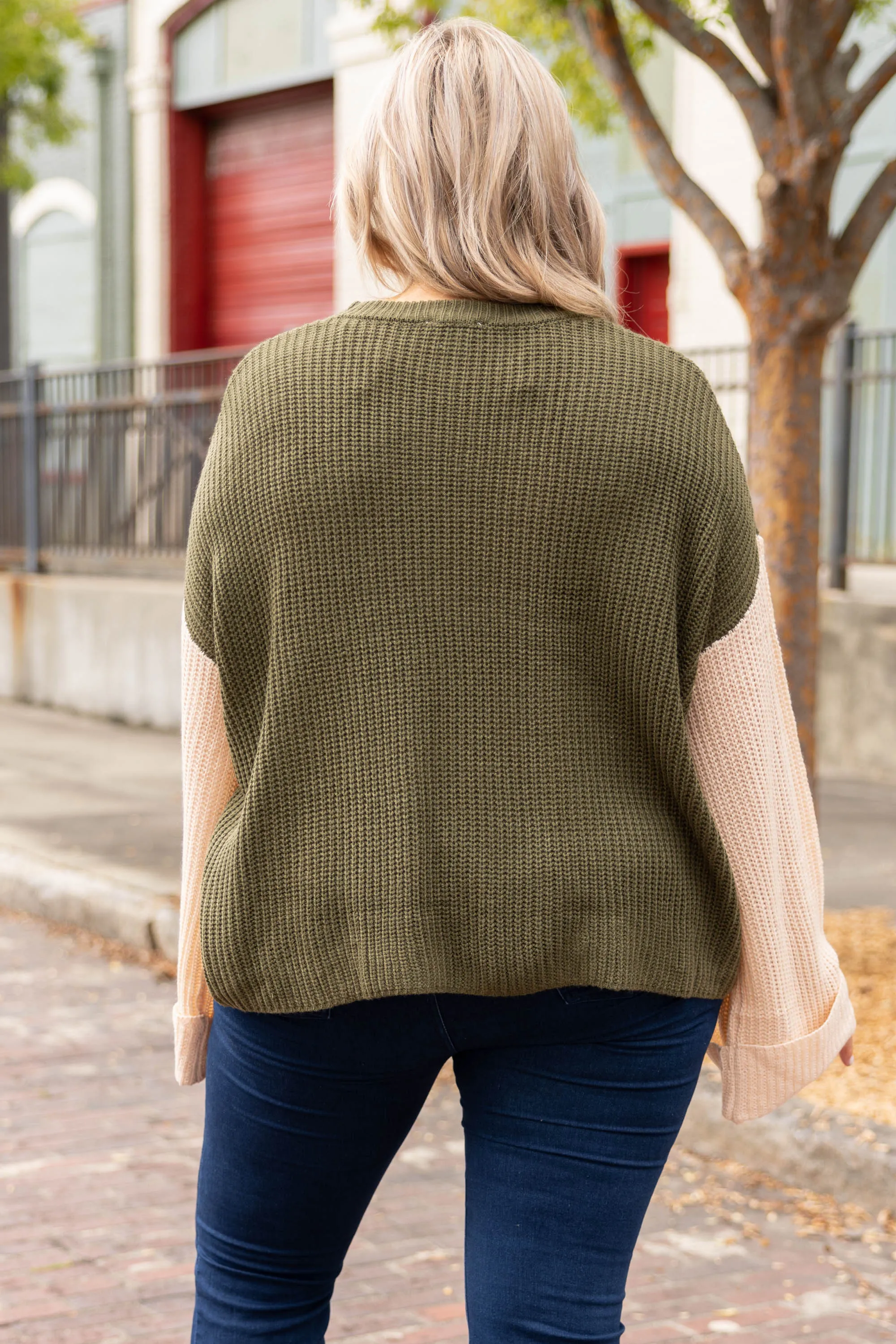 Brisk Chill Sweater, Olive-Cream