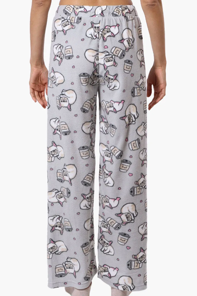 Canada Weather Gear Dog Pattern Wide Leg Pajama Pants - Grey