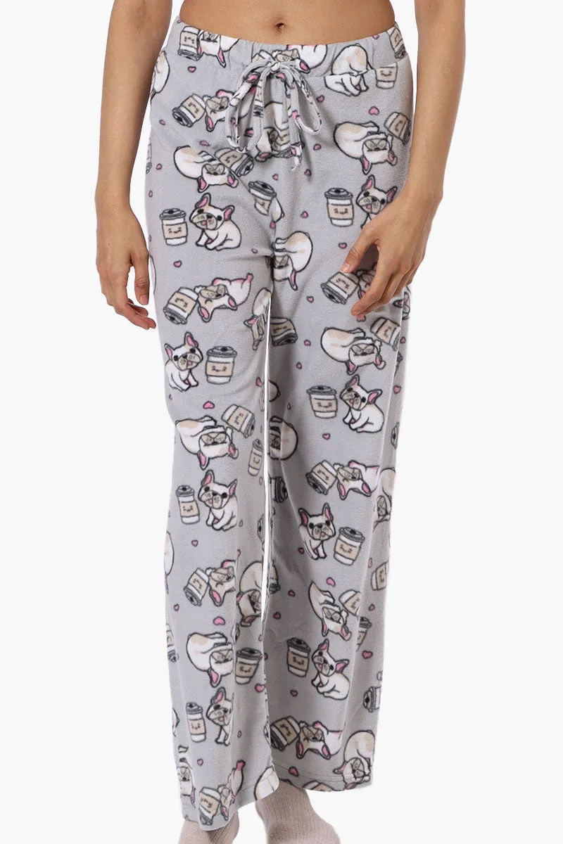 Canada Weather Gear Dog Pattern Wide Leg Pajama Pants - Grey