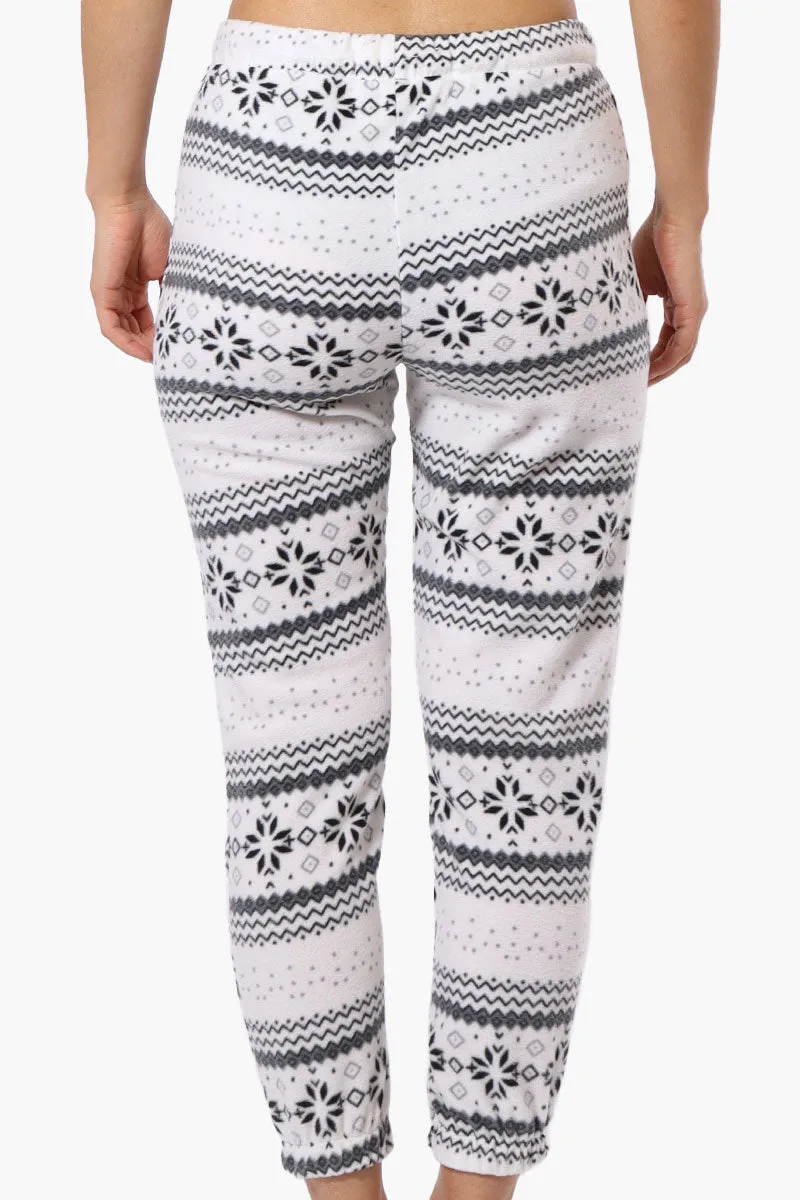 Canada Weather Gear Festive Pattern Fleece Pajama Bottoms - White