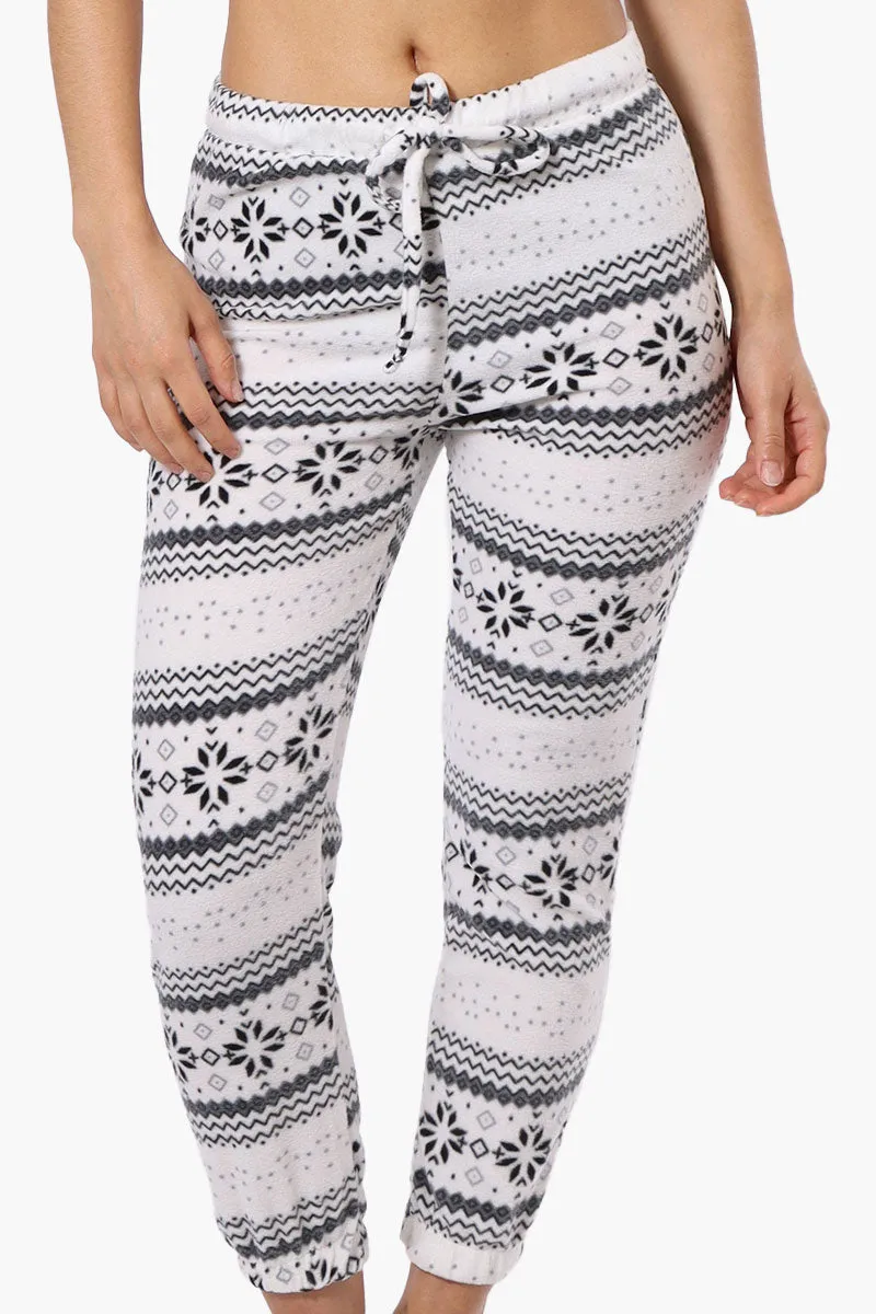 Canada Weather Gear Festive Pattern Fleece Pajama Bottoms - White