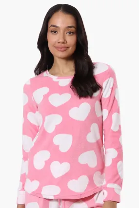 Canada Weather Gear Heart Pattern Pajama Top - Pink