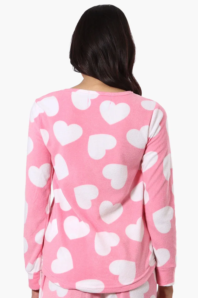 Canada Weather Gear Heart Pattern Pajama Top - Pink