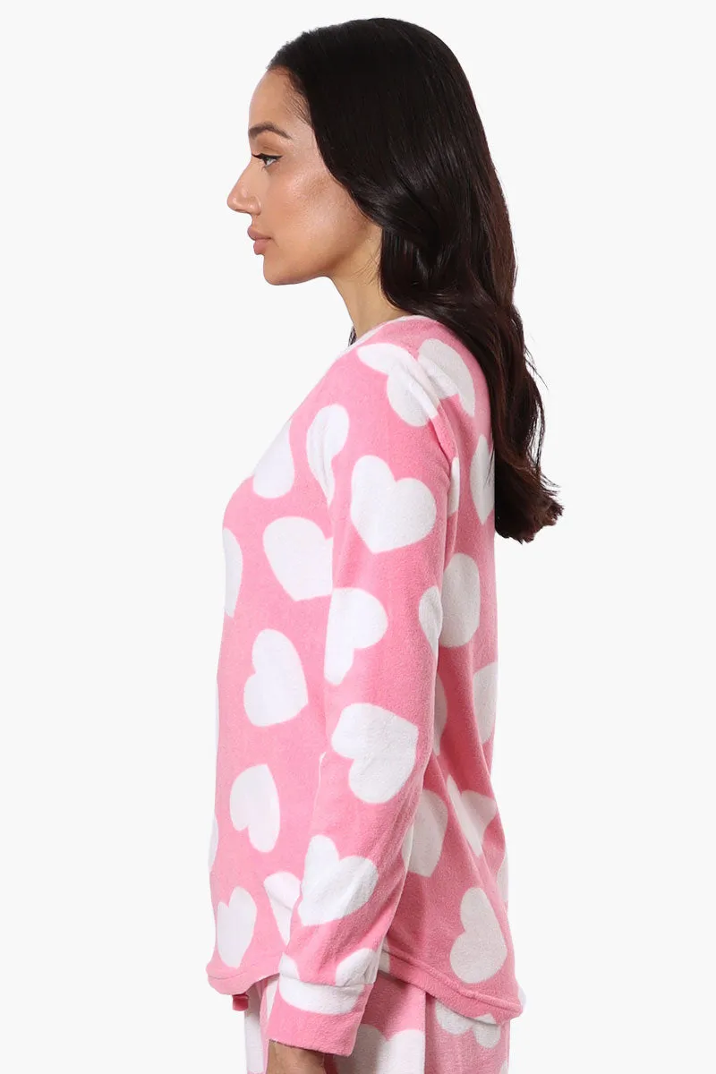 Canada Weather Gear Heart Pattern Pajama Top - Pink