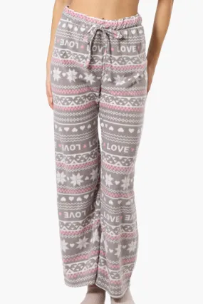 Canada Weather Gear Love Pattern Wide Leg Pajama Pants - Grey