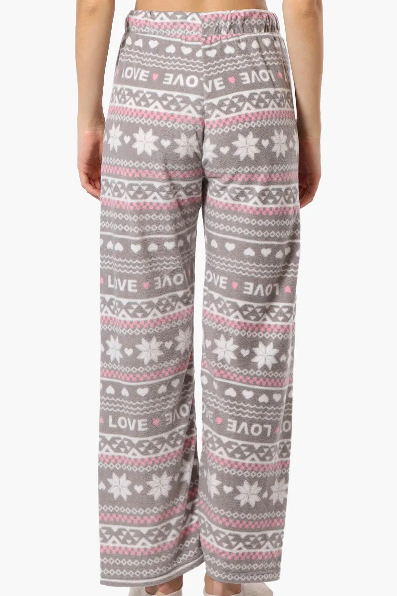 Canada Weather Gear Love Pattern Wide Leg Pajama Pants - Grey