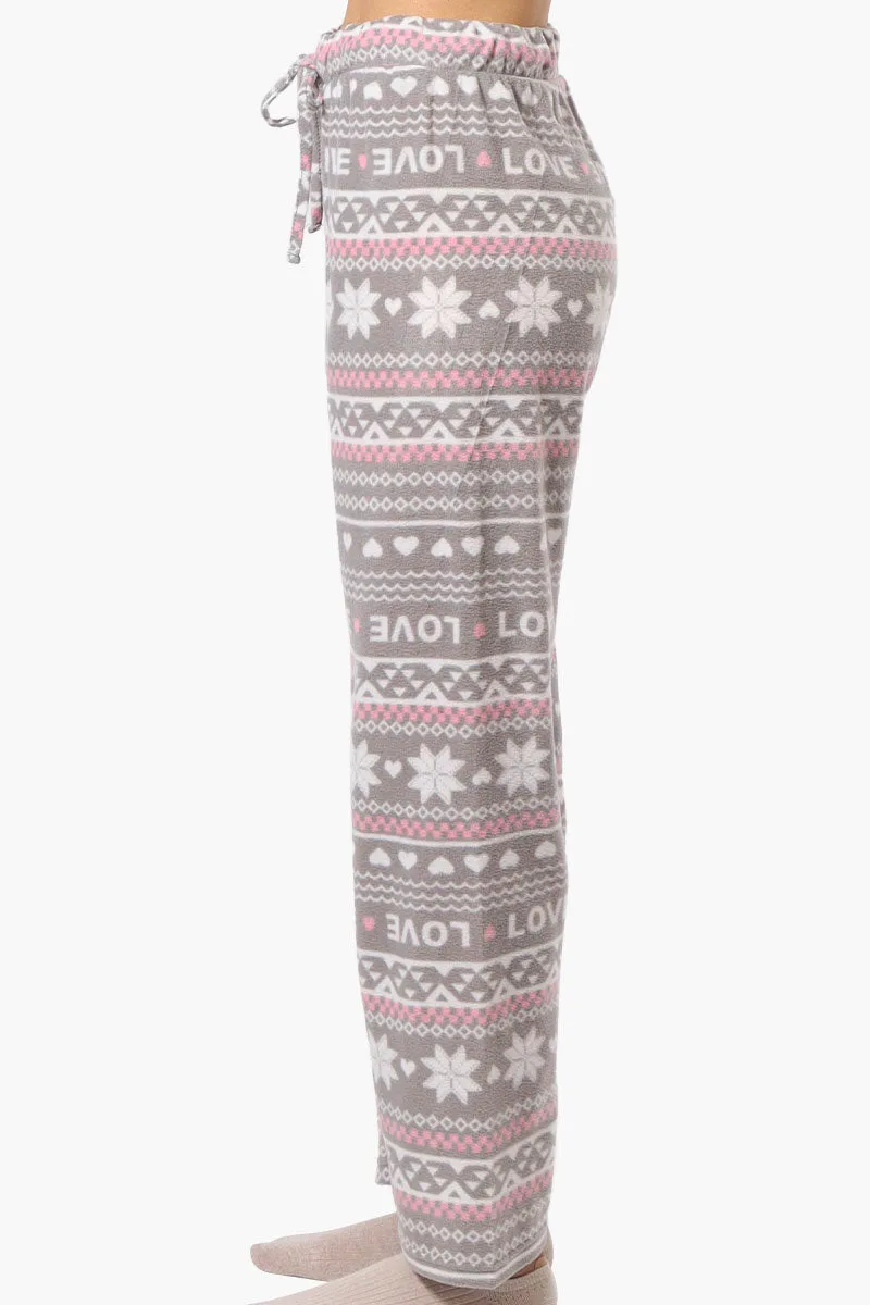 Canada Weather Gear Love Pattern Wide Leg Pajama Pants - Grey