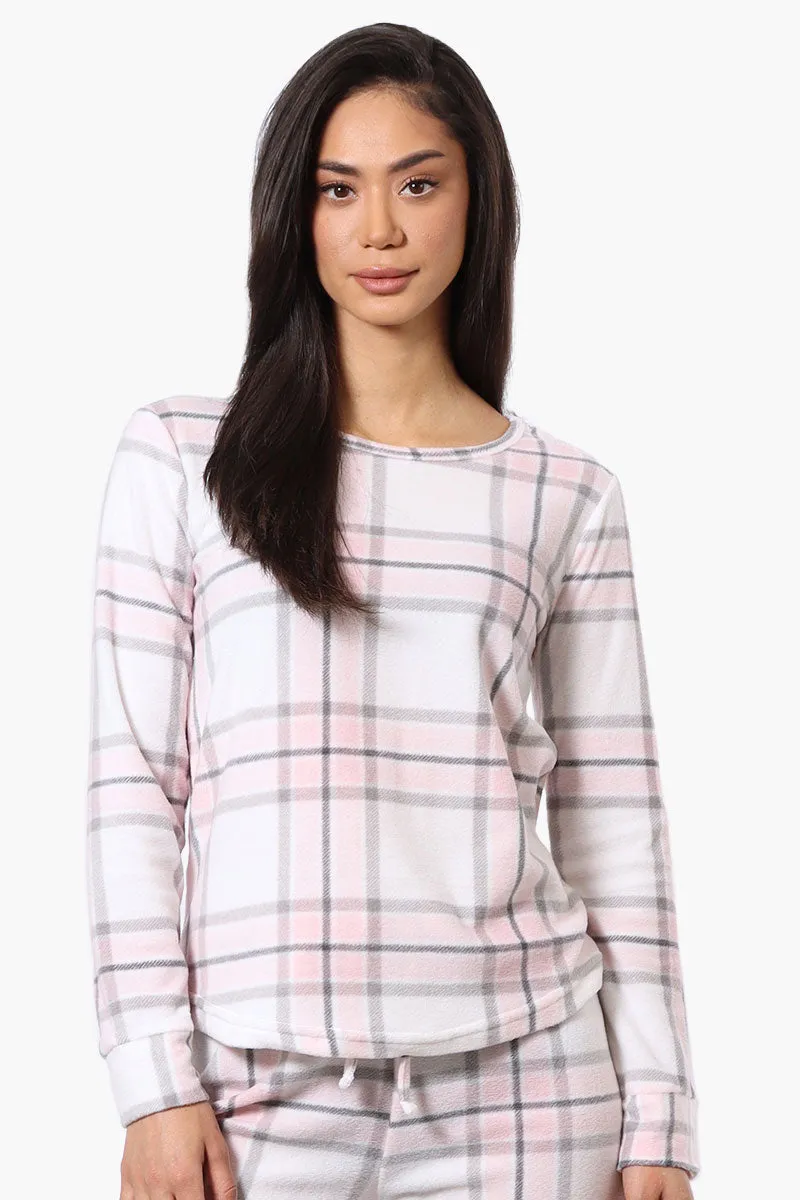 Canada Weather Gear Plaid Crewneck Pajama Top - White