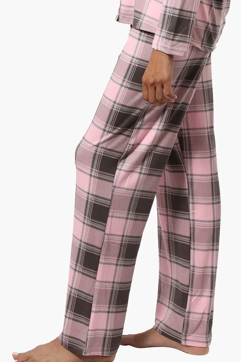 Canada Weather Gear Plaid Wide Leg Pajama Pants - Pink