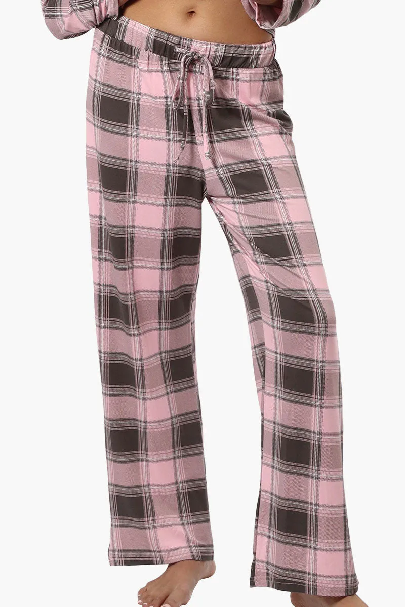 Canada Weather Gear Plaid Wide Leg Pajama Pants - Pink