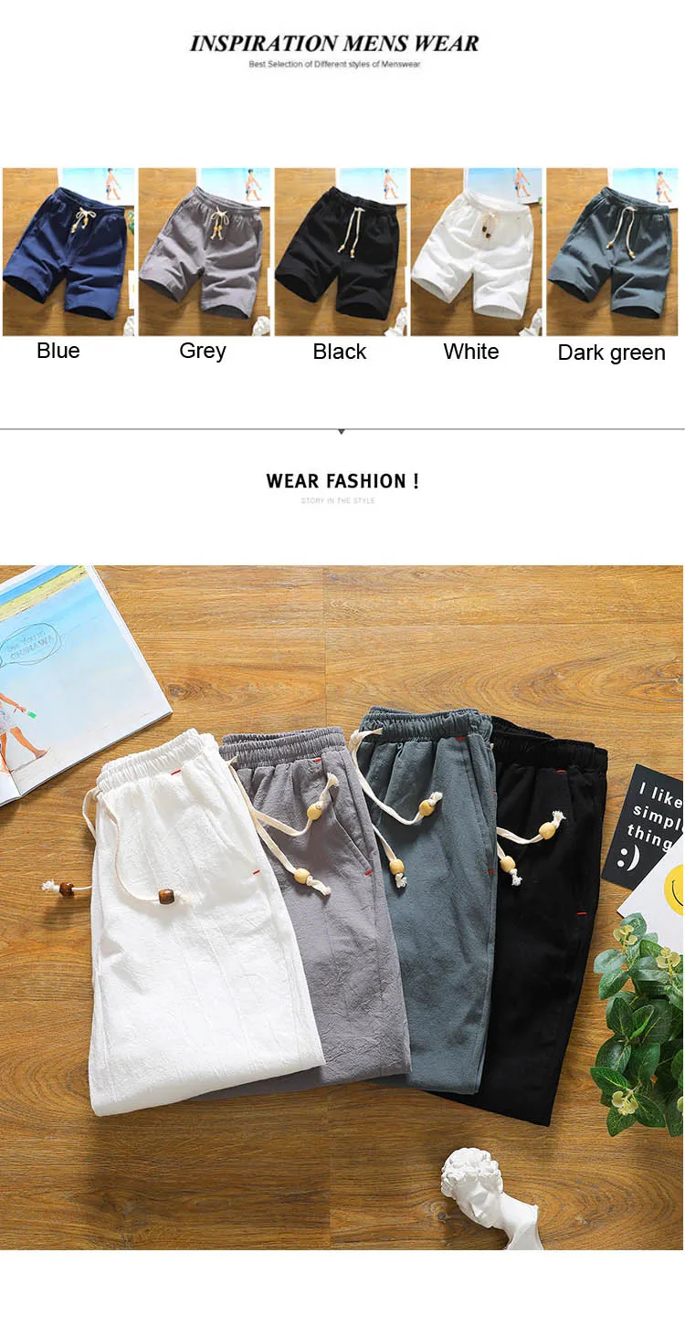 Casual Men's Waist Drawstring Loose Cotton Shorts