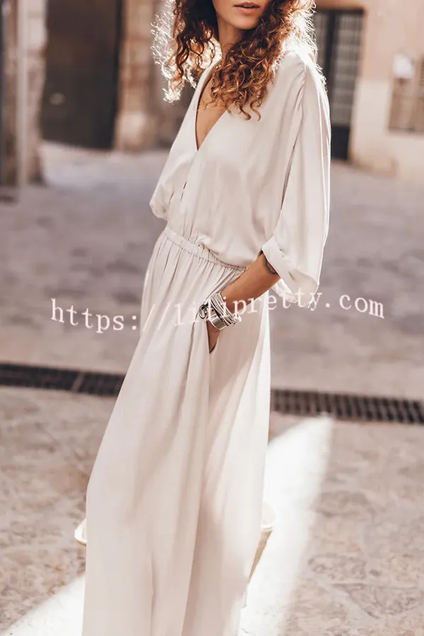 Chill Vacation Elastic Waist Pocket Slit Maxi Dress