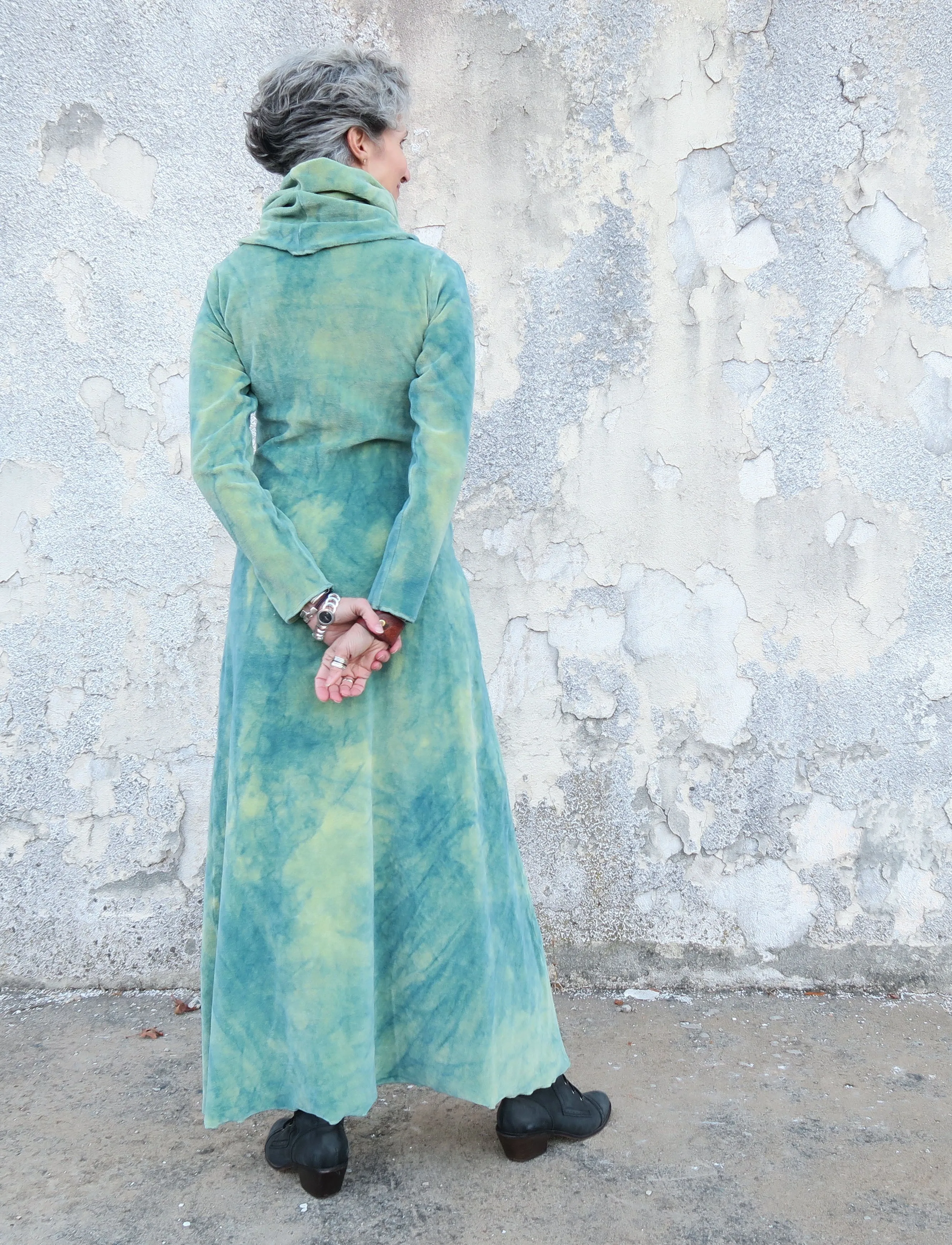 Chunky Cowl Simplicity Long VELOUR Dress