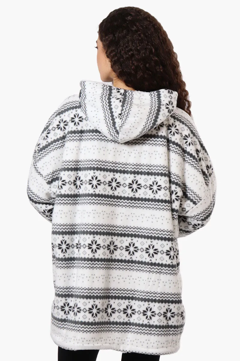 Cuddly Canuckies Festive Pattern Oversized Pajama Hoodie - White