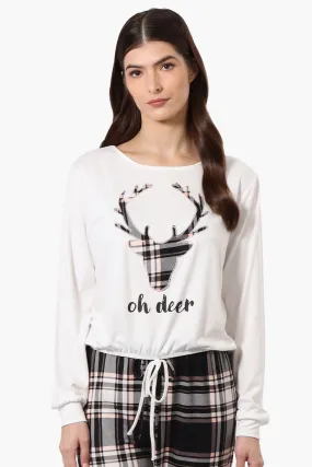 Cuddly Canuckies Oh Deer Print Pajama Top - White