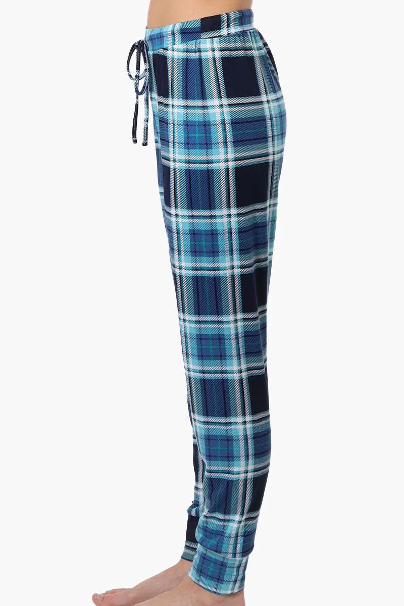 Cuddly Canuckies Plaid Jogger Pajama Pants - Blue