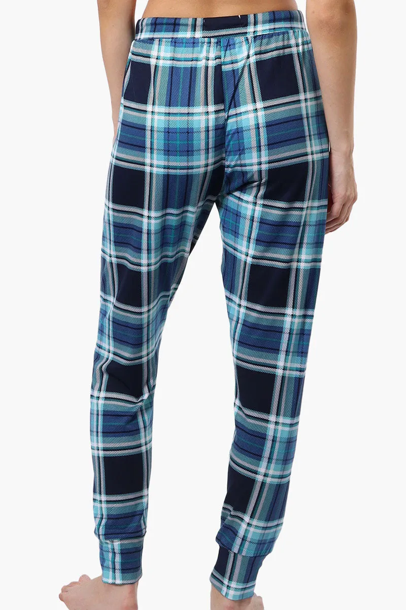 Cuddly Canuckies Plaid Jogger Pajama Pants - Blue