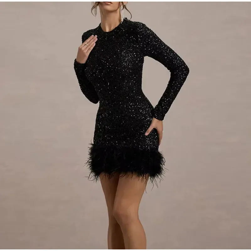 Elegant Sequin Mini Dress with Playful Ruffles