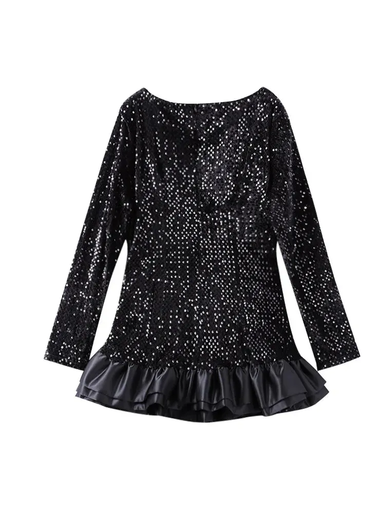 Elegant Sequin Mini Dress with Playful Ruffles