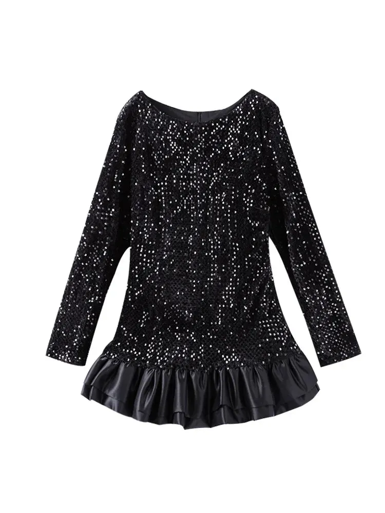 Elegant Sequin Mini Dress with Playful Ruffles