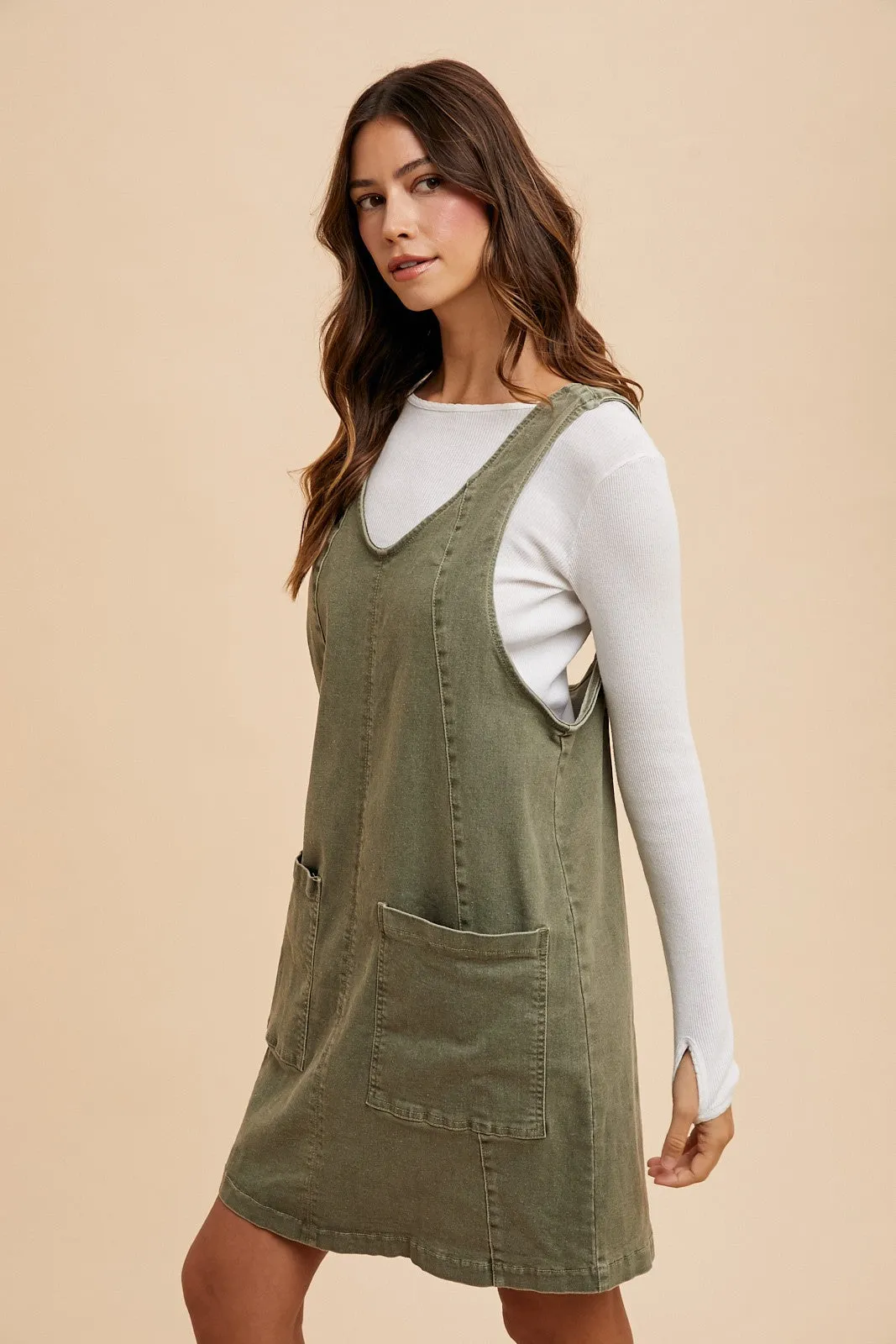 Felt The Chill Overall Mini Dress- 4 Colors!