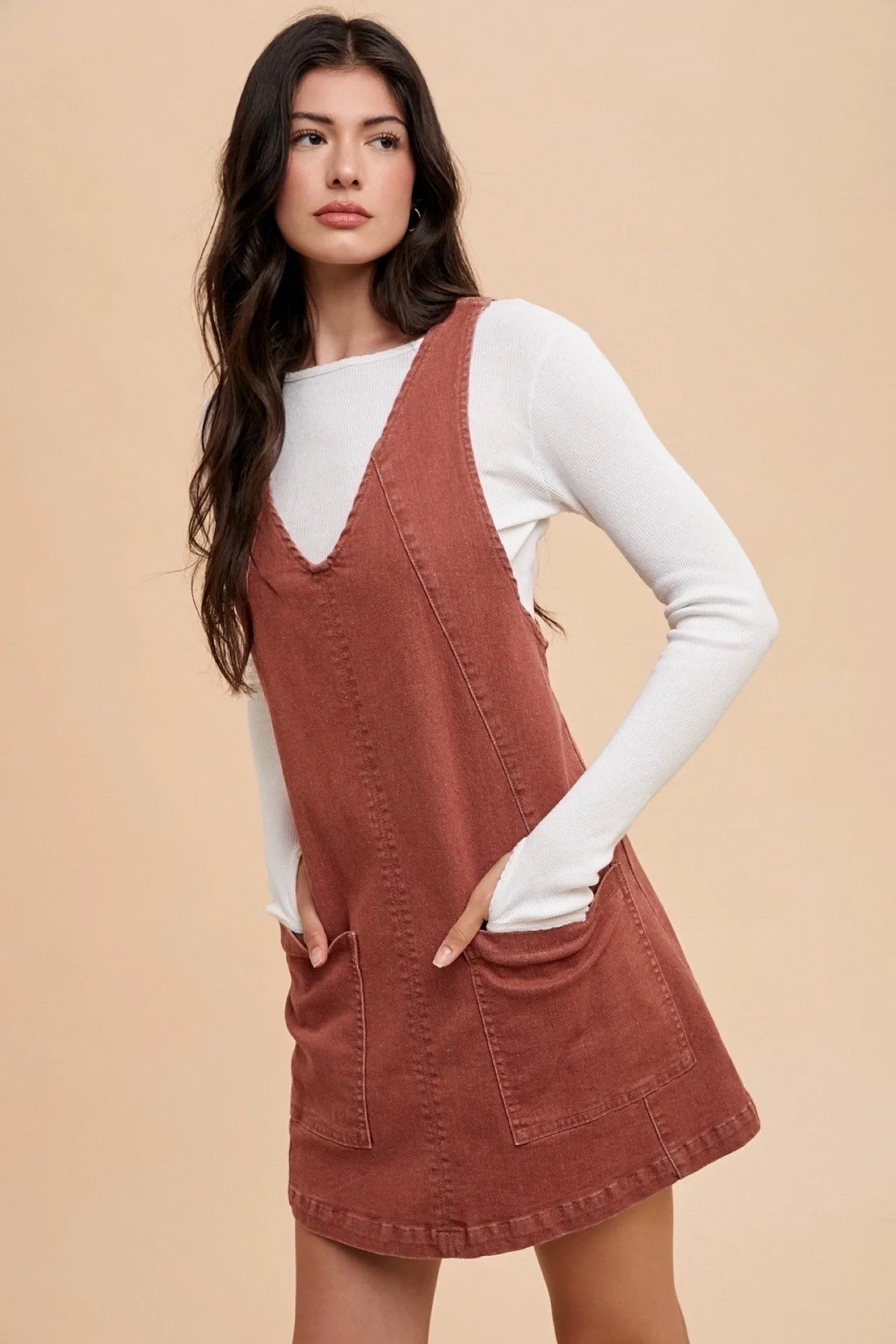 Felt The Chill Overall Mini Dress- 4 Colors!