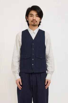 Field Waistcoat Cotton Pinstripe Navy