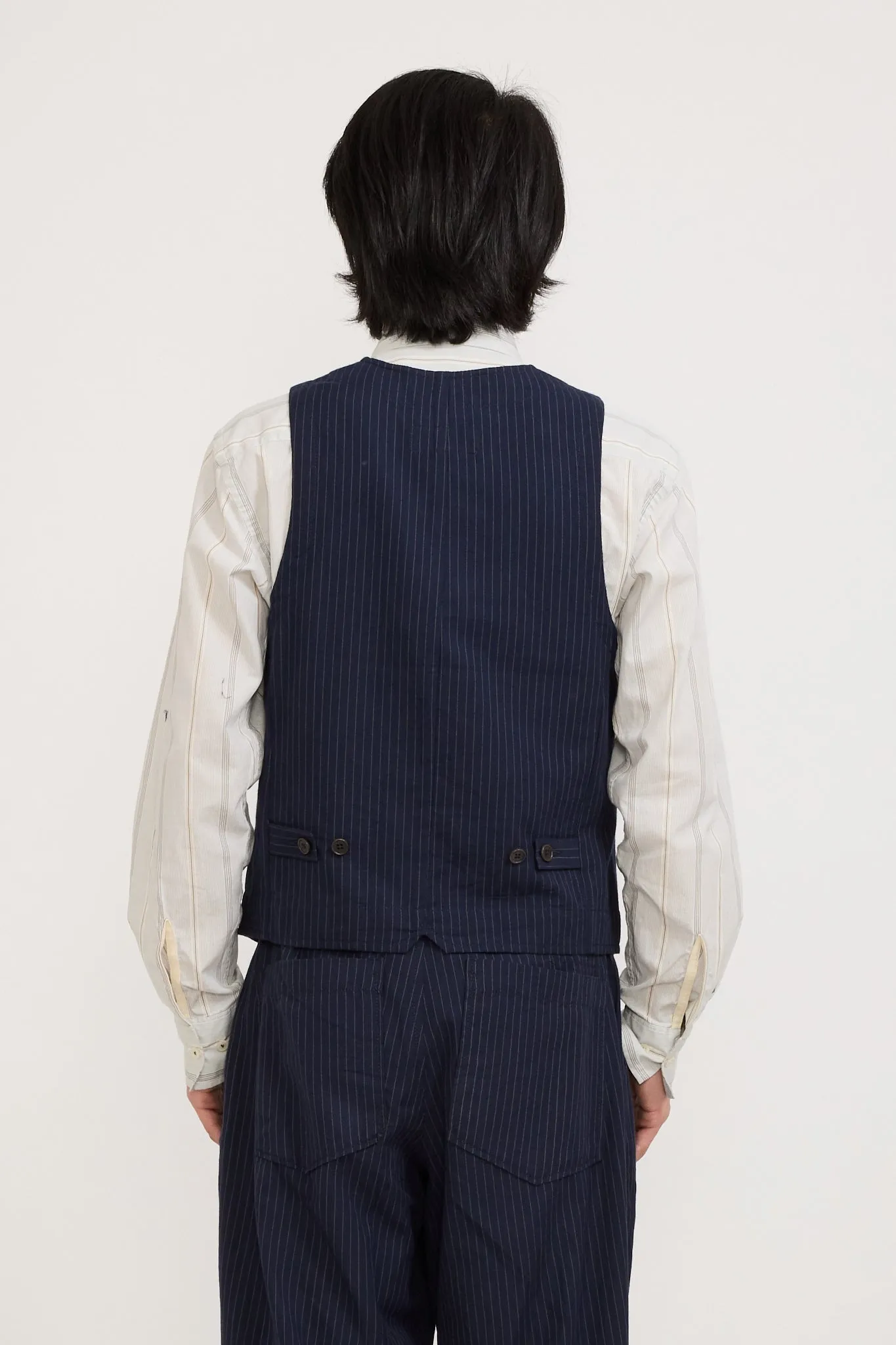 Field Waistcoat Cotton Pinstripe Navy