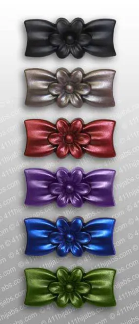 Flower Bow Hijab Pin Set of 8 - Assorted Frosted Colors