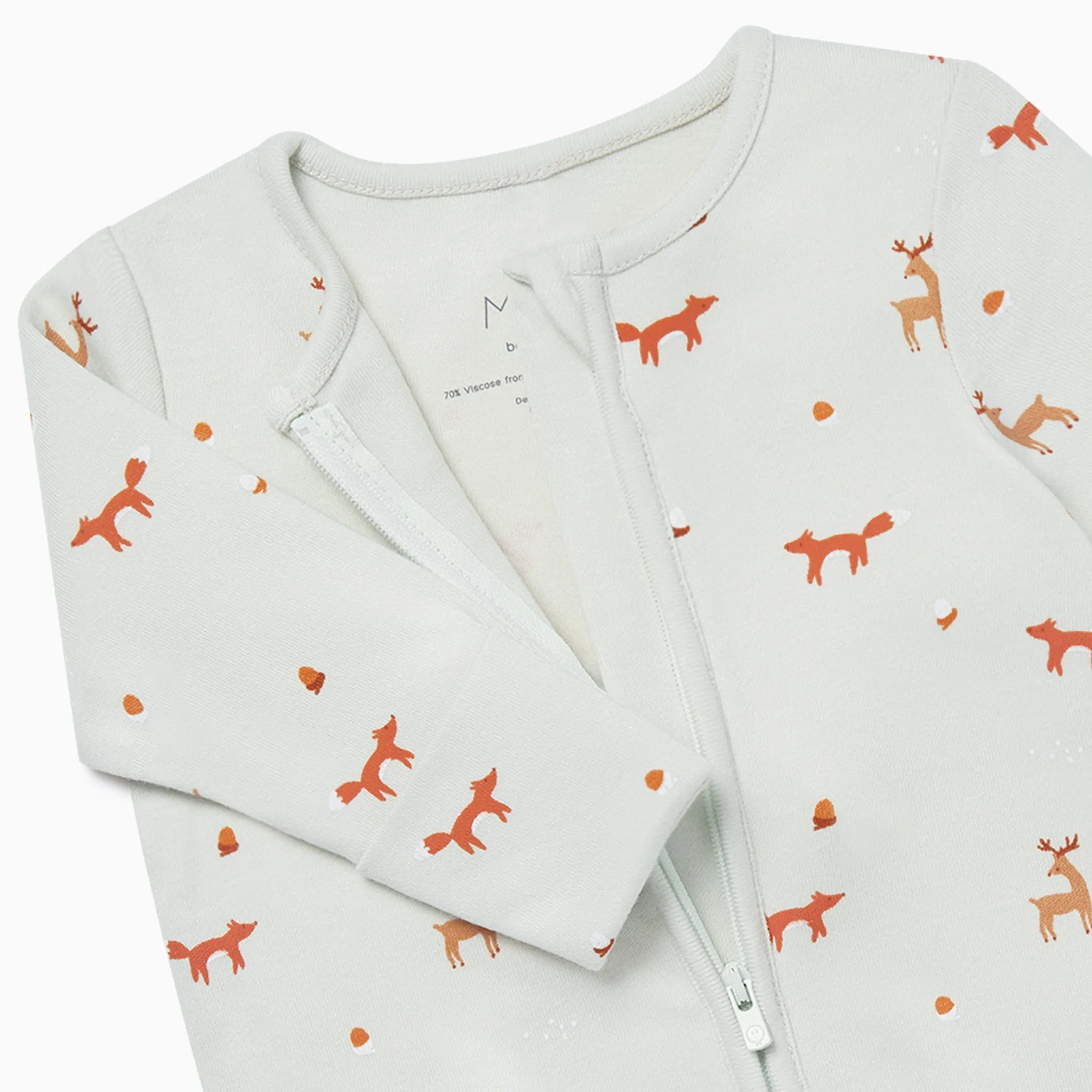 Fox Print Clever Zip Baby Pajamas