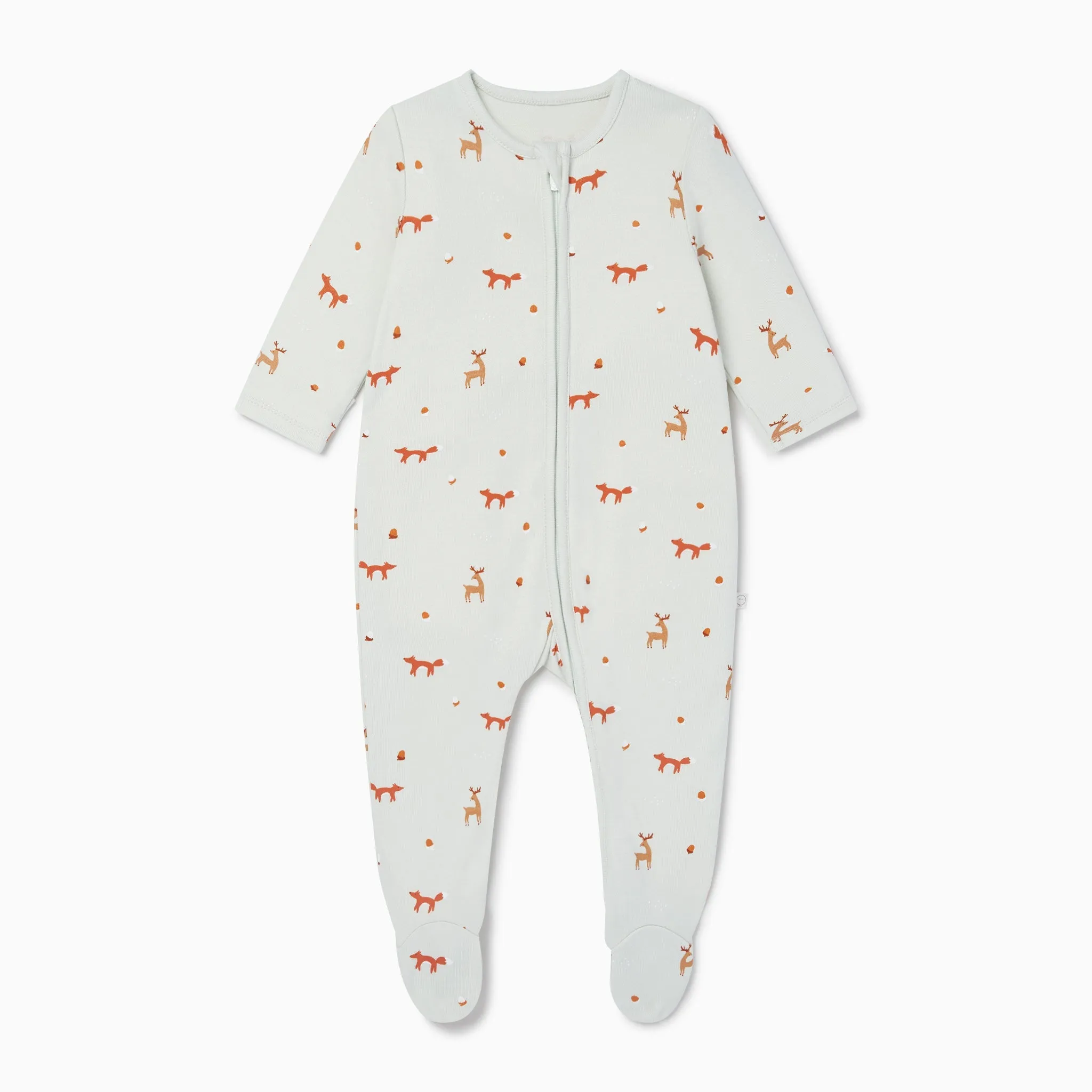 Fox Print Clever Zip Baby Pajamas