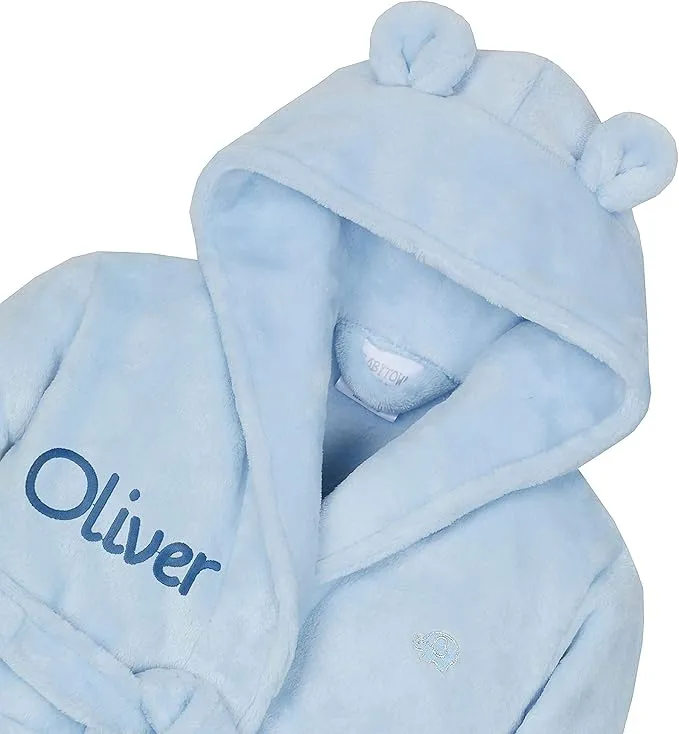 Gembroidery Personalised Baby Bathrobe Hooded Fleece Dressing Gown Super Soft Gifts Bath Robe For Boys Girls Cute Teddy Ears 0-4 Years