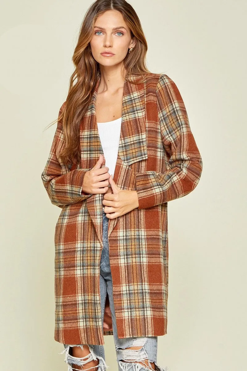 In The Air Plaid Jacket - Rust