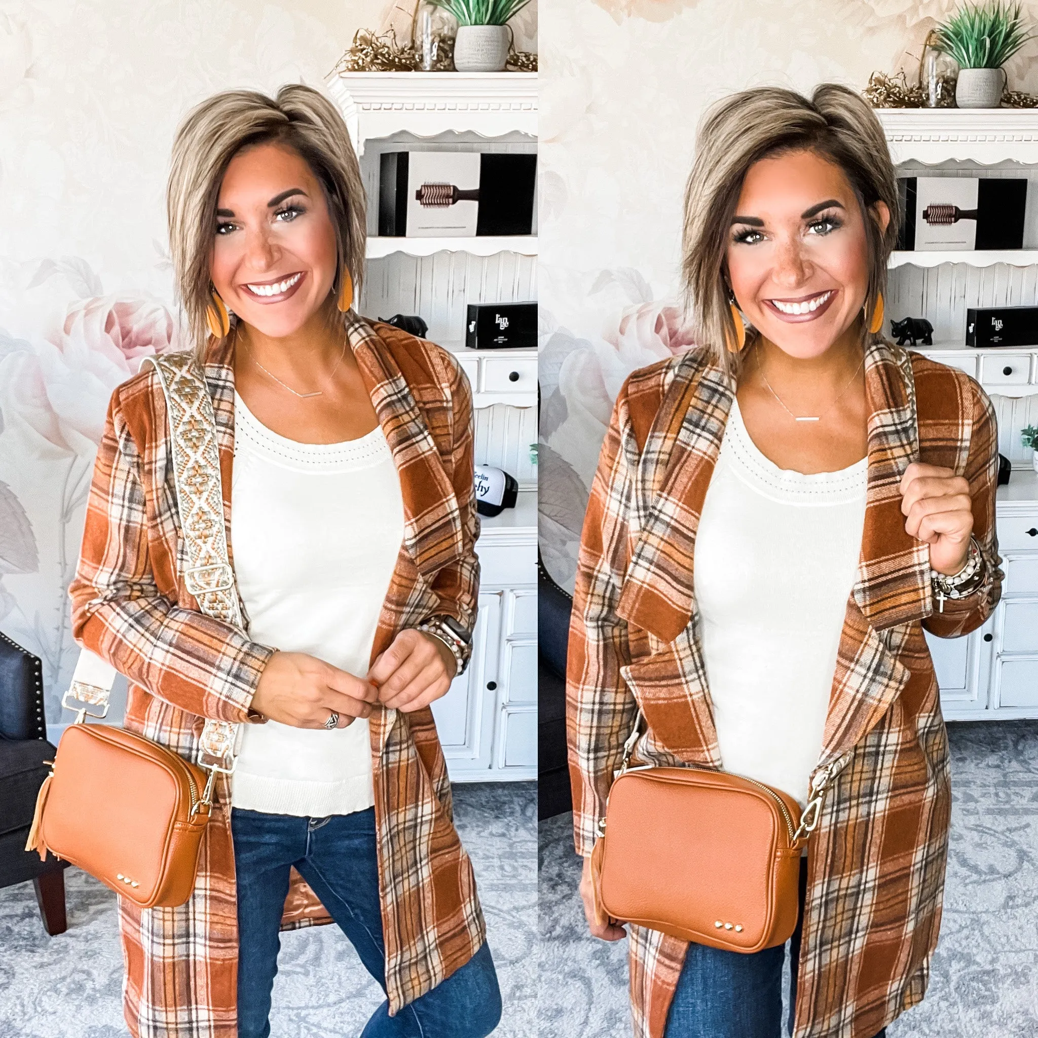 In The Air Plaid Jacket - Rust