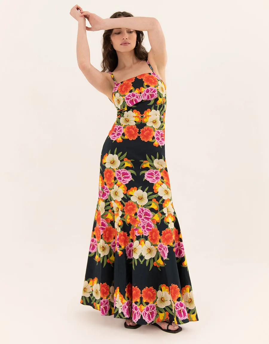 Jalisa Cotton Maxi Dress - Vila Floral Black