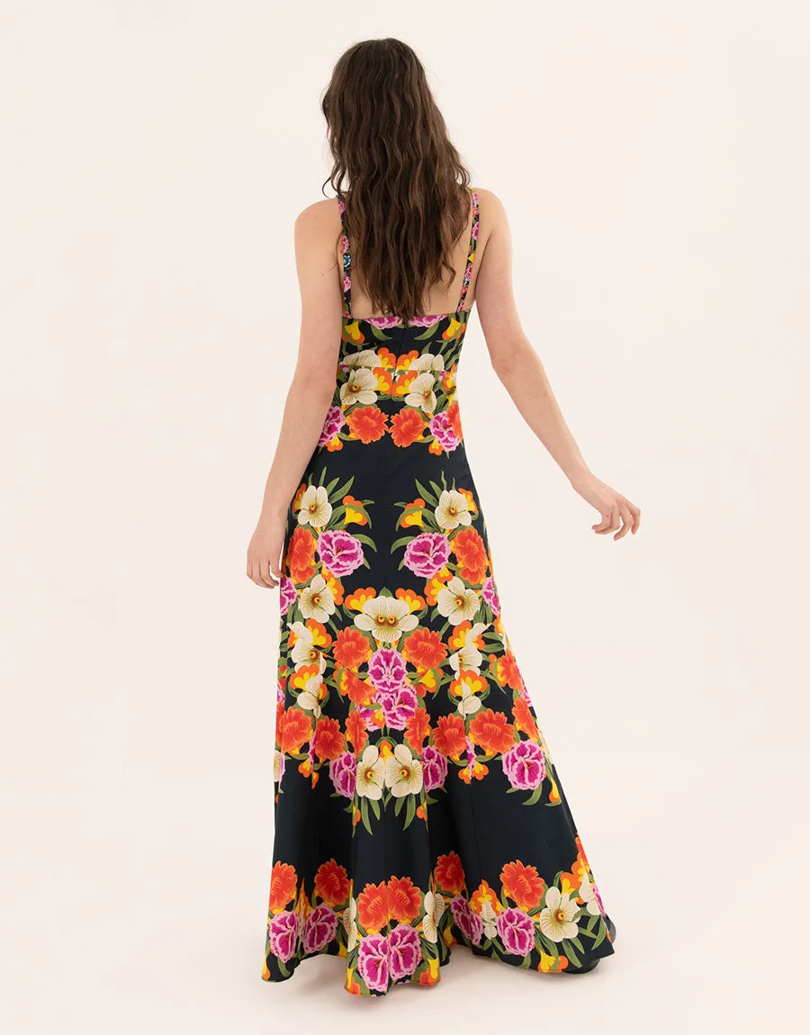 Jalisa Cotton Maxi Dress - Vila Floral Black