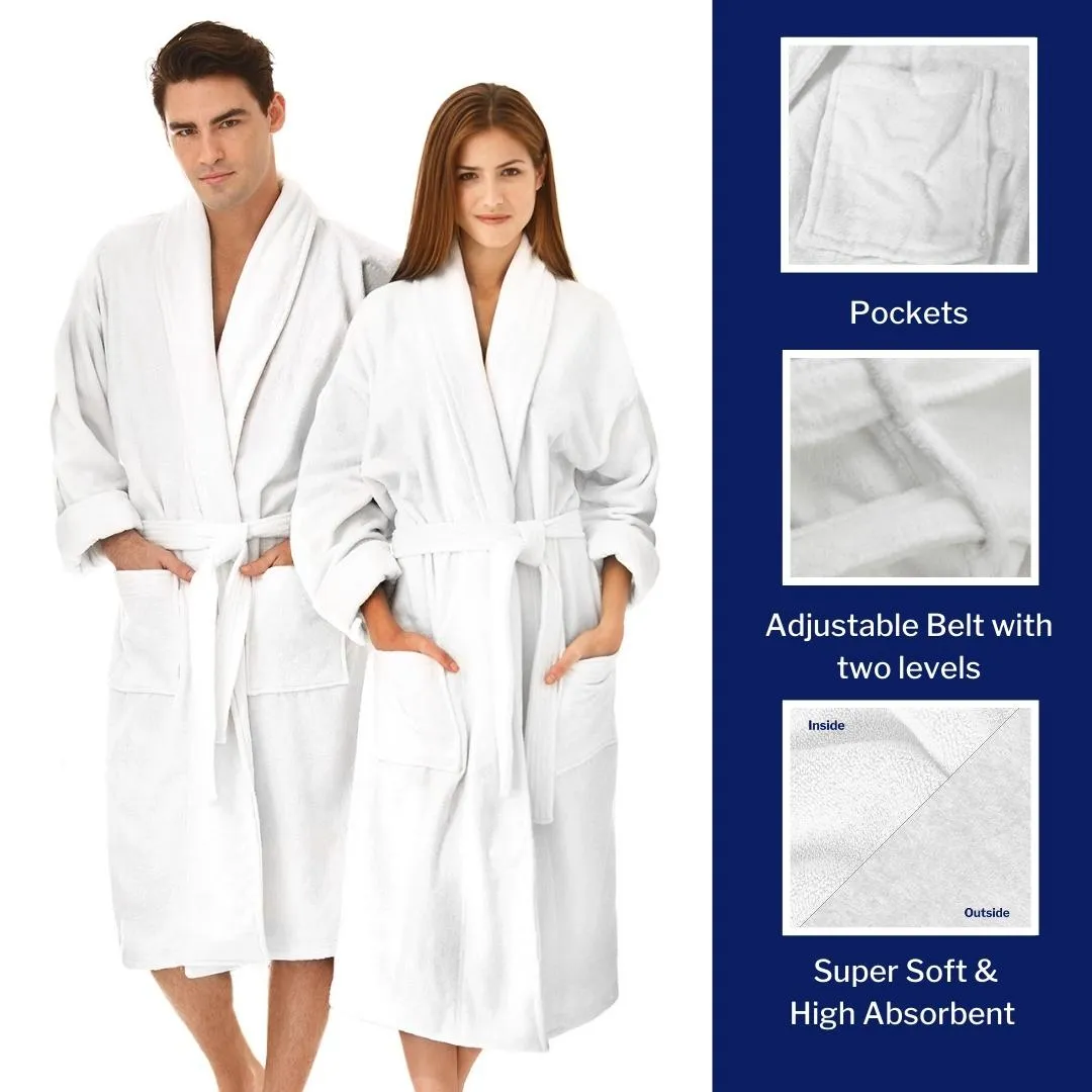 Kaufman - Personalized Terry Cloth Bathrobes 100% Cotton Embroidered Velour Shawl Set of Two Spa Robes 2-Pack (Initials)