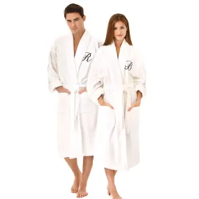 Kaufman - Personalized Terry Cloth Bathrobes 100% Cotton Embroidered Velour Shawl Set of Two Spa Robes 2-Pack (Initials)