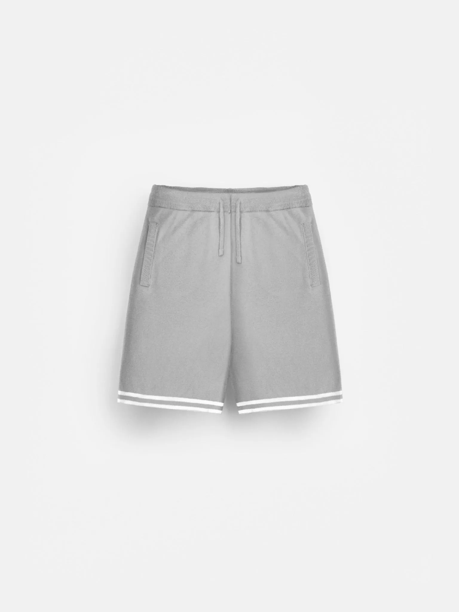 Loose Fit Knit Shorts  - Light Grey