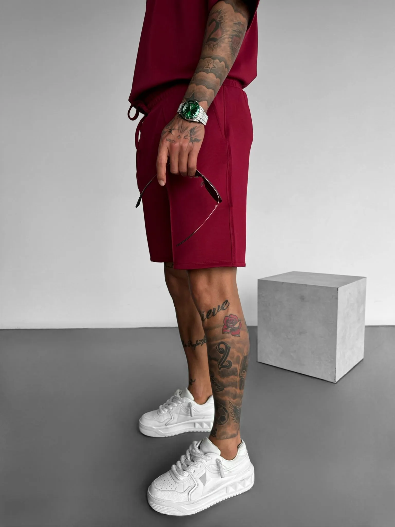 Loose Fit Seam Diver Shorts  - Bordeaux