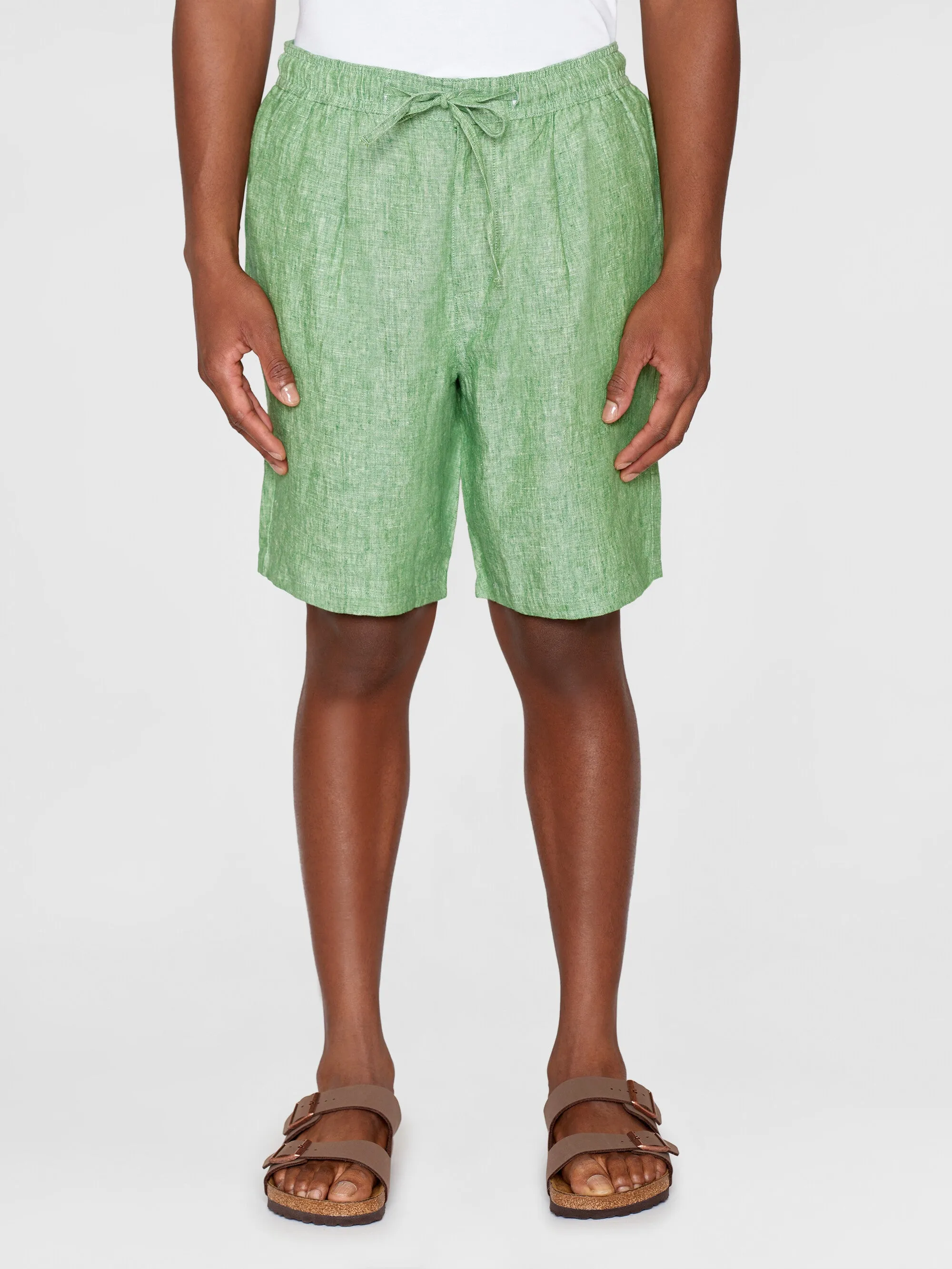 Loose Linen shorts - Shale Green